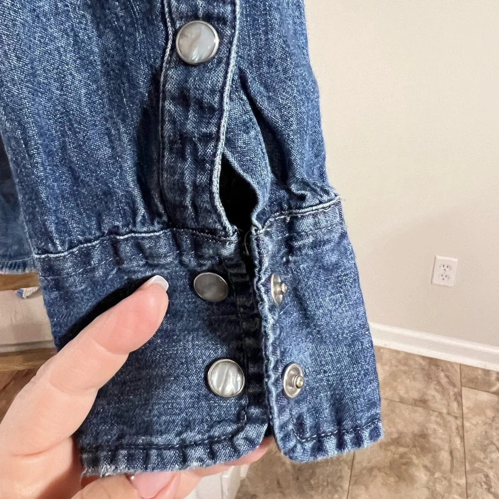 J. Crew Denim Button-Down Shirt in Indigo Blue